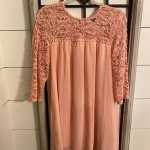 Pink Lace Trim Babydoll dress